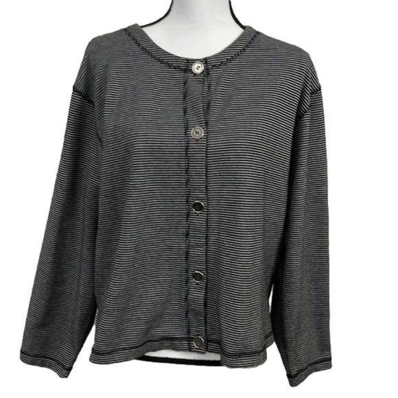 𝅺nwot, NORTON STUDIO, Black White, Button Down, Sweater, Size L, Polyester Blend - Picture 1 of 7